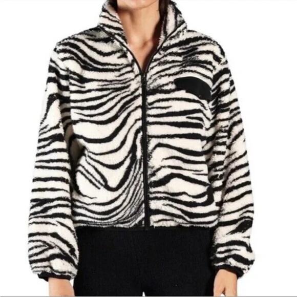 NWT - Plush X Revolve Teddy Bear Jacket NWT Women’s Small Zebra Black - Picture 2 of 3